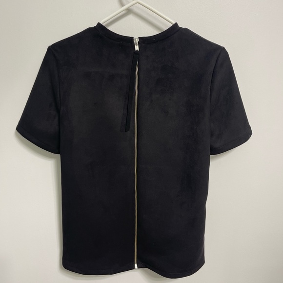 Zara suede zip back Black t-shirt - Size S - Picture 2 of 3